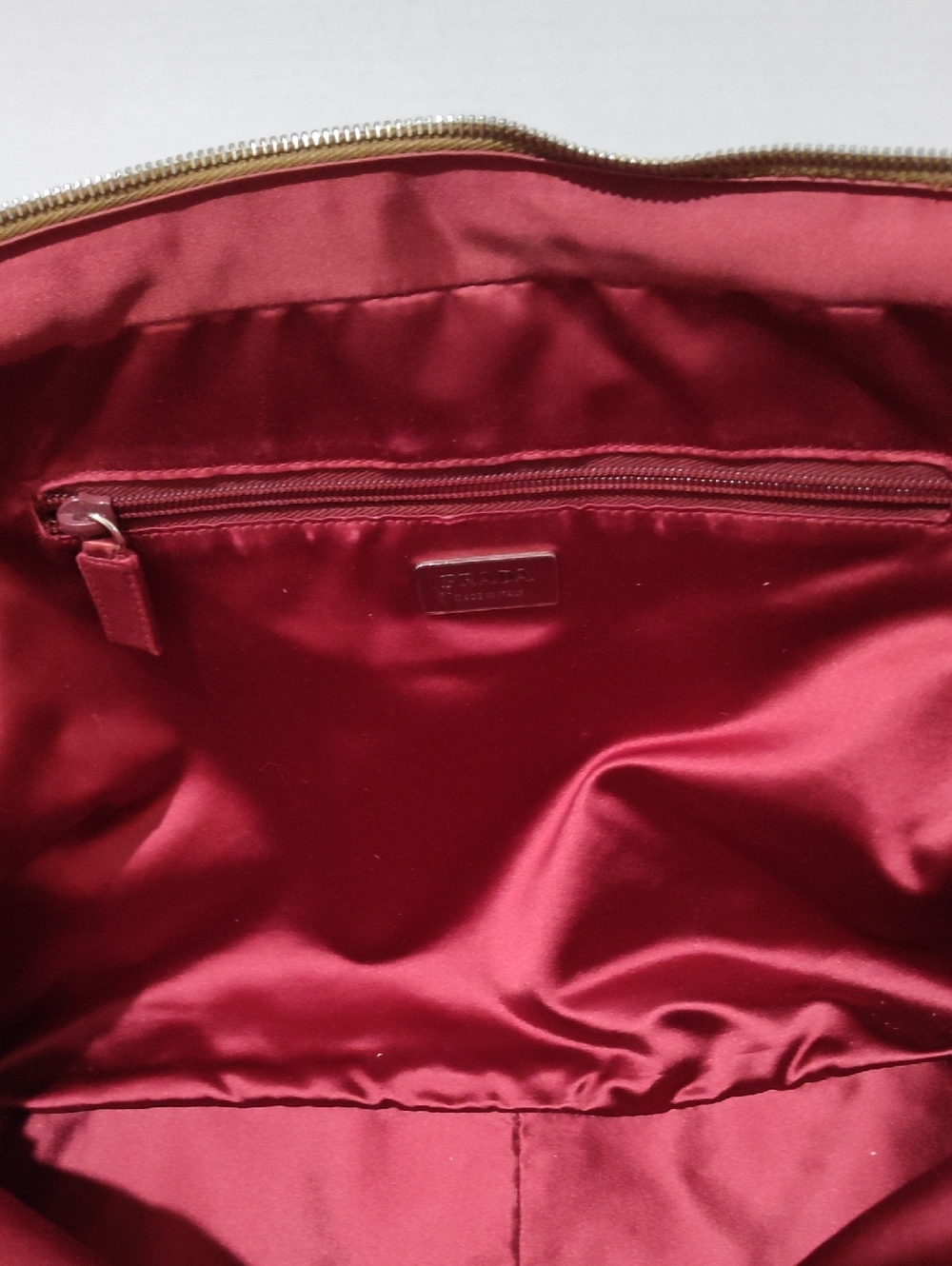 Prada Beige Canvas Tote with Red Leather Trim and Wallet - Picture 4 of 14